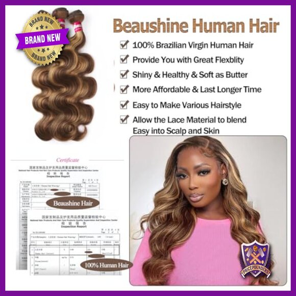 Human Hair Bundles with Lace Closure, Body Wave, 100% Virgin Brazilian Hair